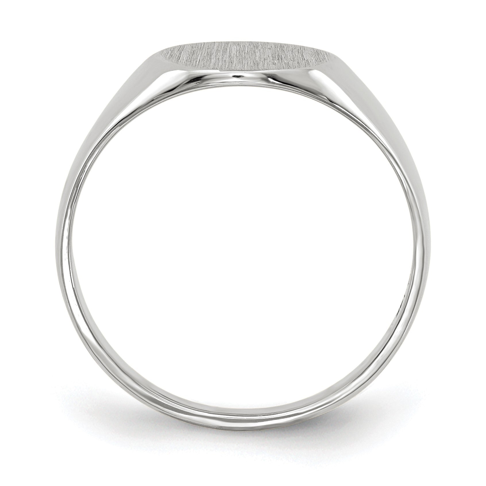 14k White Gold 9.0x9.5mm Round Closed Back Signet Ring