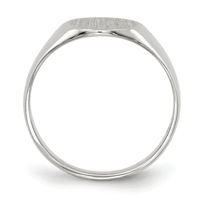 14k White Gold 9.0x9.5mm Round Closed Back Signet Ring