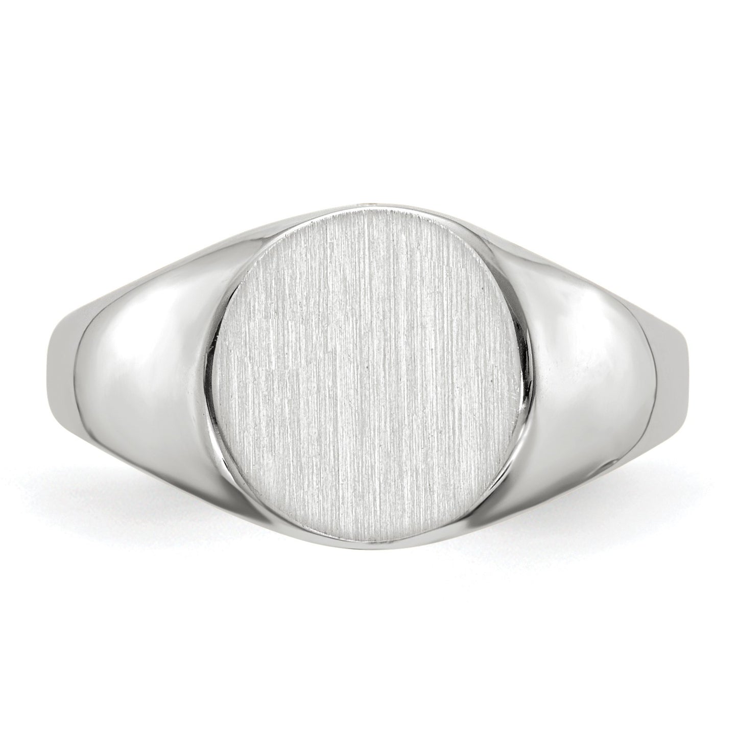 14k White Gold 9.0x9.5mm Round Closed Back Signet Ring