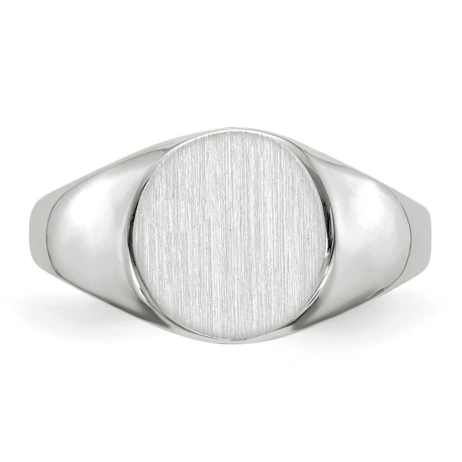 14k White Gold 9.0x9.5mm Round Closed Back Signet Ring