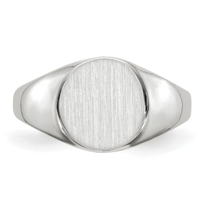 14k White Gold 9.0x9.5mm Round Closed Back Signet Ring