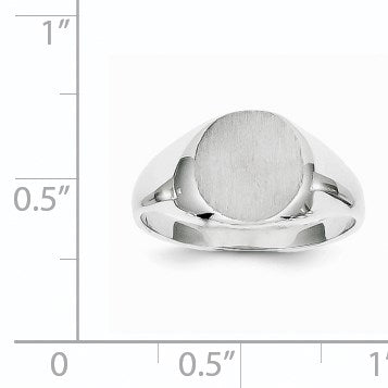 14k White Gold 9.0x9.5mm Round Closed Back Signet Ring