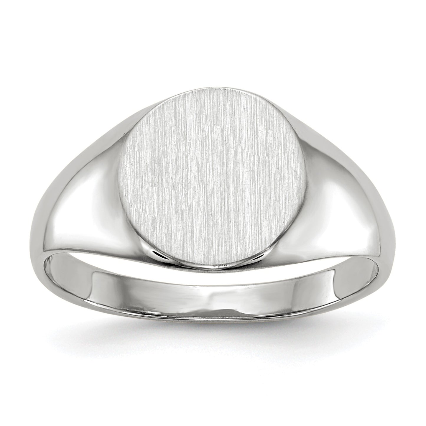 14k White Gold 9.0x9.5mm Round Closed Back Signet Ring