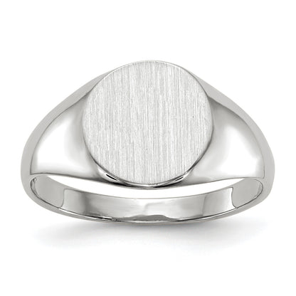 14k White Gold 9.0x9.5mm Round Closed Back Signet Ring