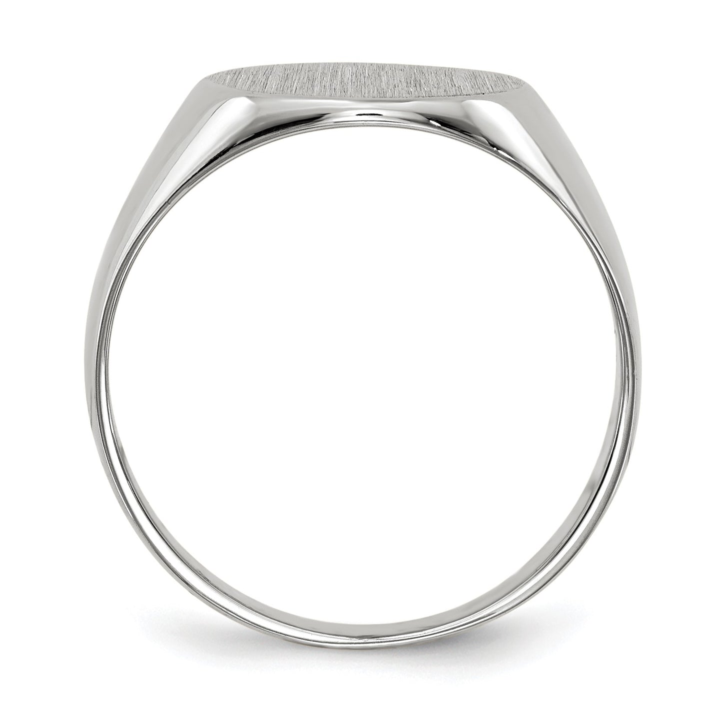 14k White Gold 10.0x11.0mm Round Closed Back Signet Ring