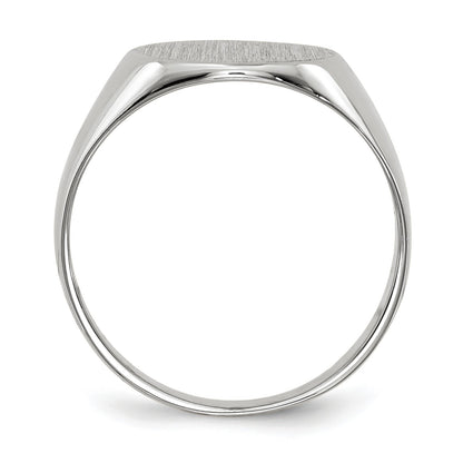 14k White Gold 10.0x11.0mm Round Closed Back Signet Ring