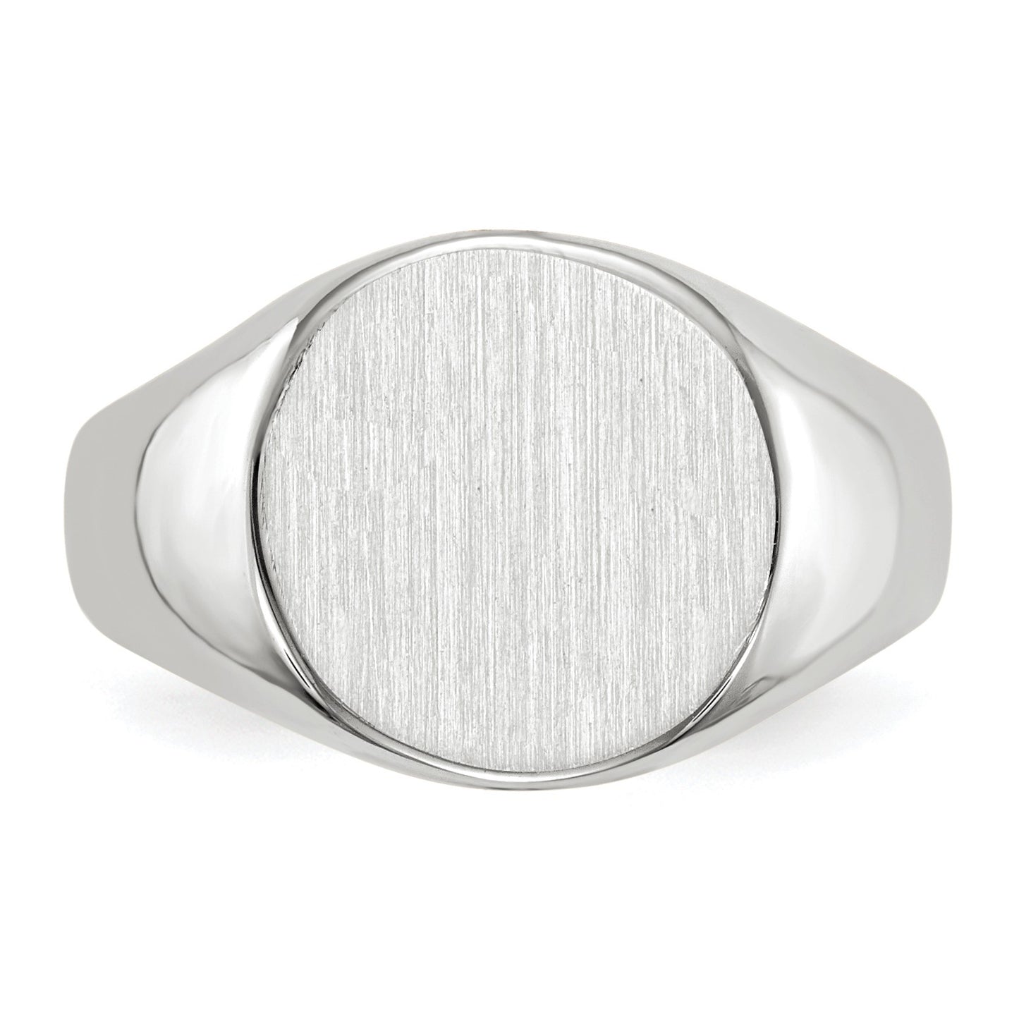 14k White Gold 10.0x11.0mm Round Closed Back Signet Ring