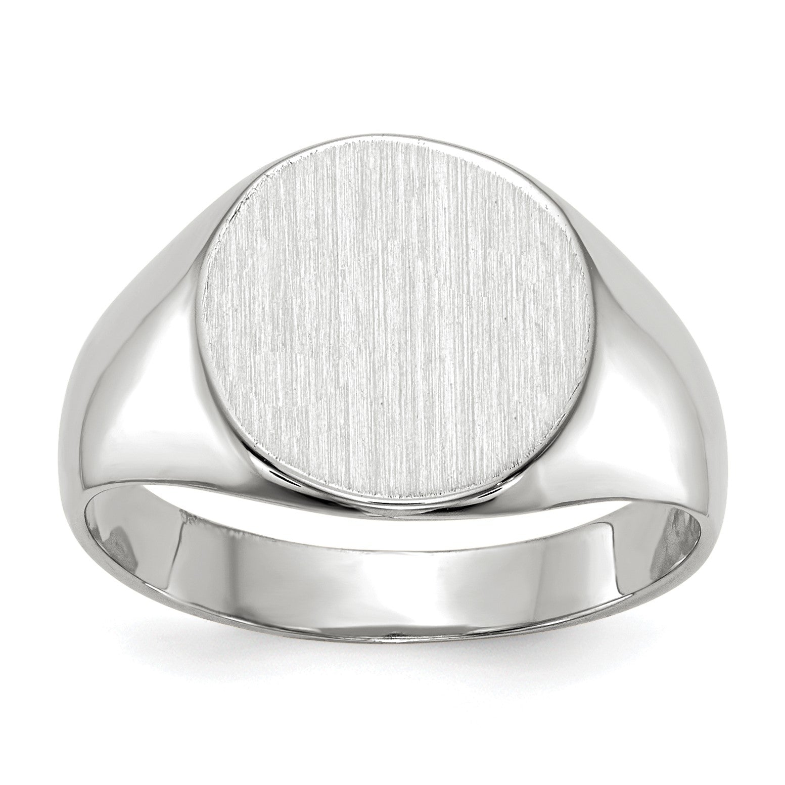 14k White Gold 10.0x11.0mm Round Closed Back Signet Ring