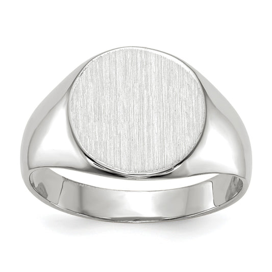 14k White Gold 10.0x11.0mm Round Closed Back Signet Ring