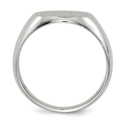 14k White Gold 13.5x12.5mm Round Closed Back Mens Signet Ring