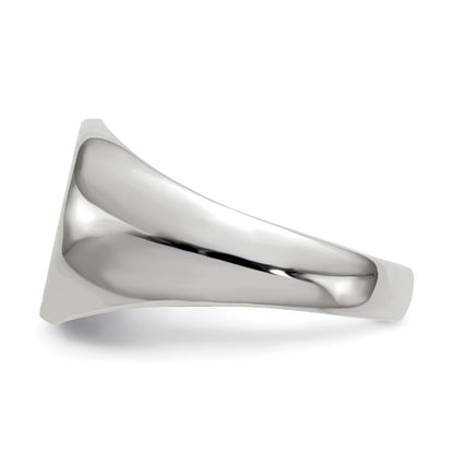 14k White Gold 13.5x12.5mm Round Closed Back Mens Signet Ring