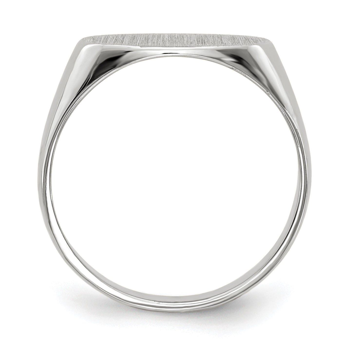14k White Gold 12.0x6.5mm Oval Closed Back Signet Ring