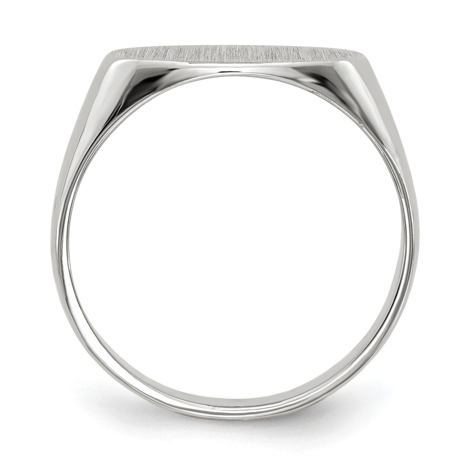 14k White Gold 12.0x6.5mm Oval Closed Back Signet Ring