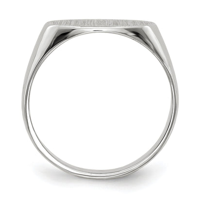 14k White Gold 12.0x6.5mm Oval Closed Back Signet Ring