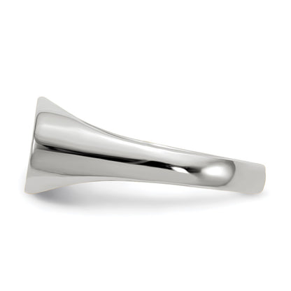 14k White Gold 12.0x6.5mm Oval Closed Back Signet Ring