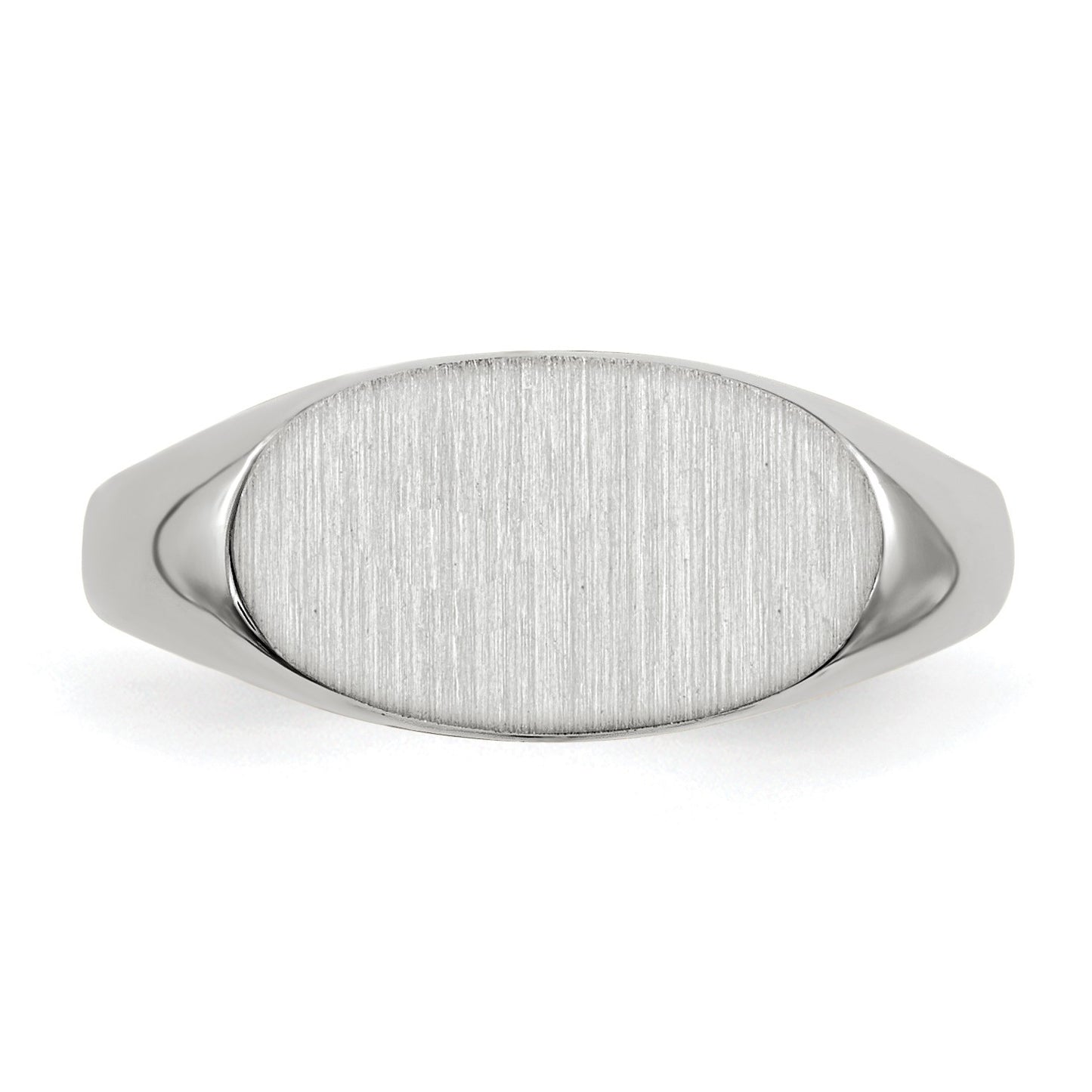 14k White Gold 12.0x6.5mm Oval Closed Back Signet Ring