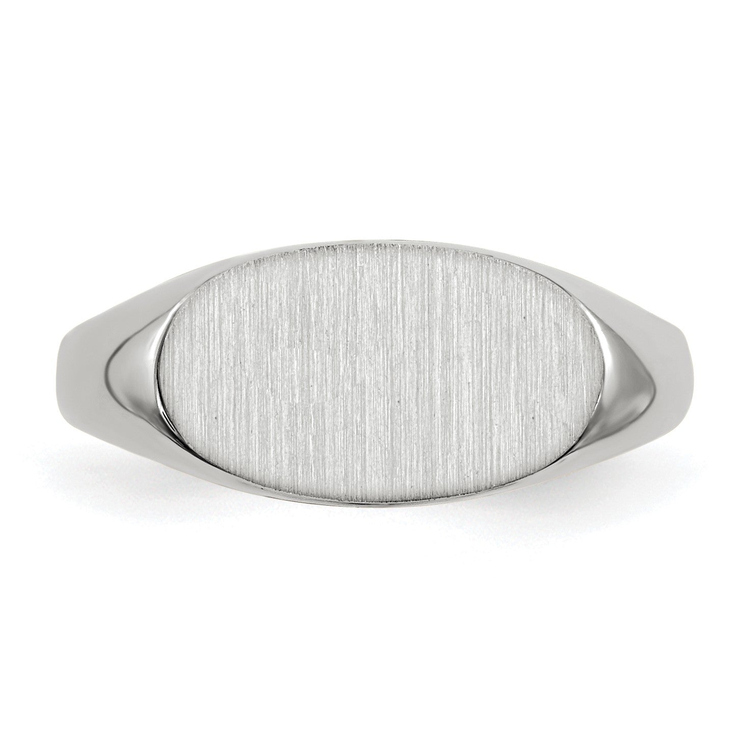 14k White Gold 12.0x6.5mm Oval Closed Back Signet Ring