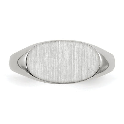 14k White Gold 12.0x6.5mm Oval Closed Back Signet Ring