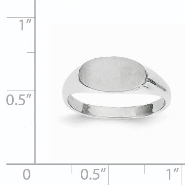 14k White Gold 12.0x6.5mm Oval Closed Back Signet Ring