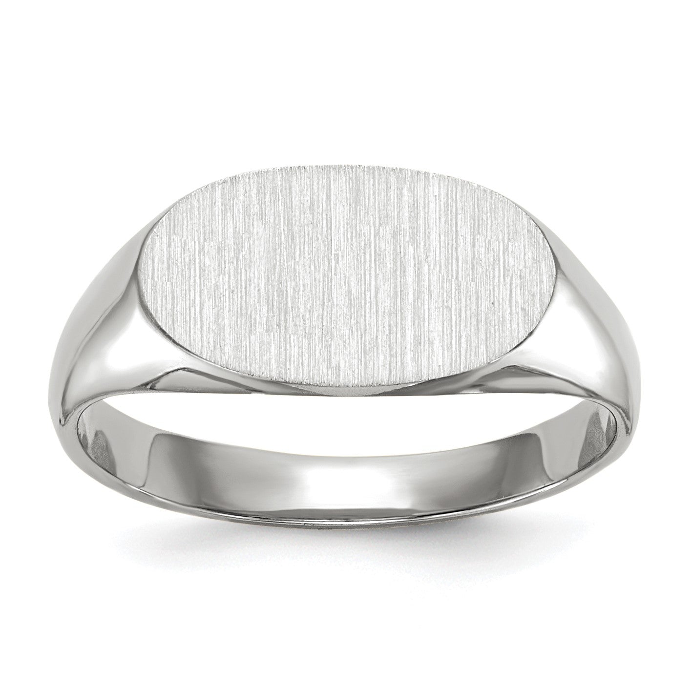 14k White Gold 12.0x6.5mm Oval Closed Back Signet Ring