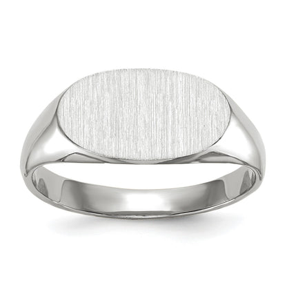 14k White Gold 12.0x6.5mm Oval Closed Back Signet Ring