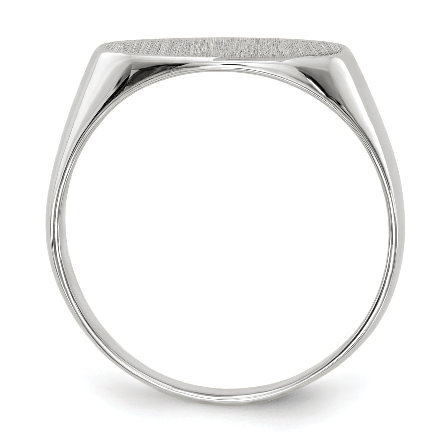 14k White Gold 13.5x7.5mm Oval Closed Back Signet Ring
