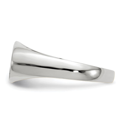 14k White Gold 13.5x7.5mm Oval Closed Back Signet Ring