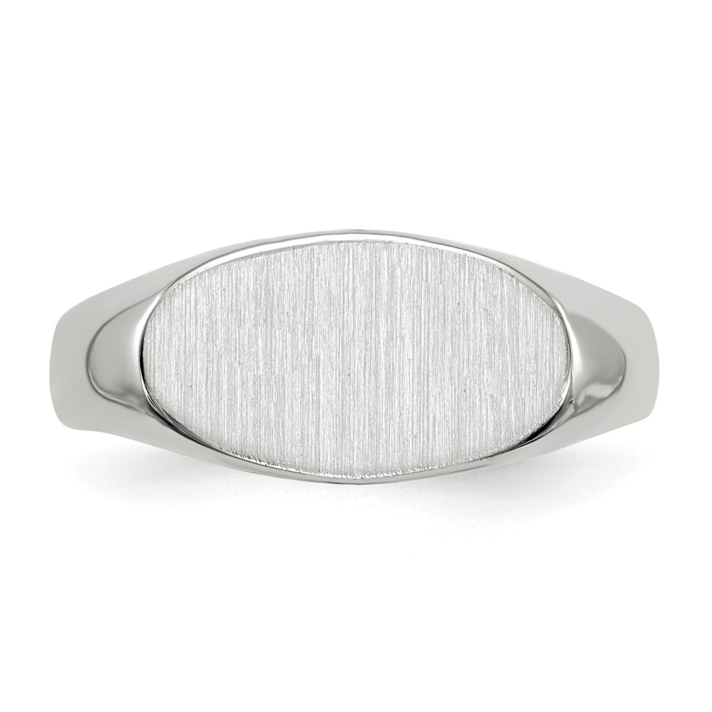 14k White Gold 13.5x7.5mm Oval Closed Back Signet Ring