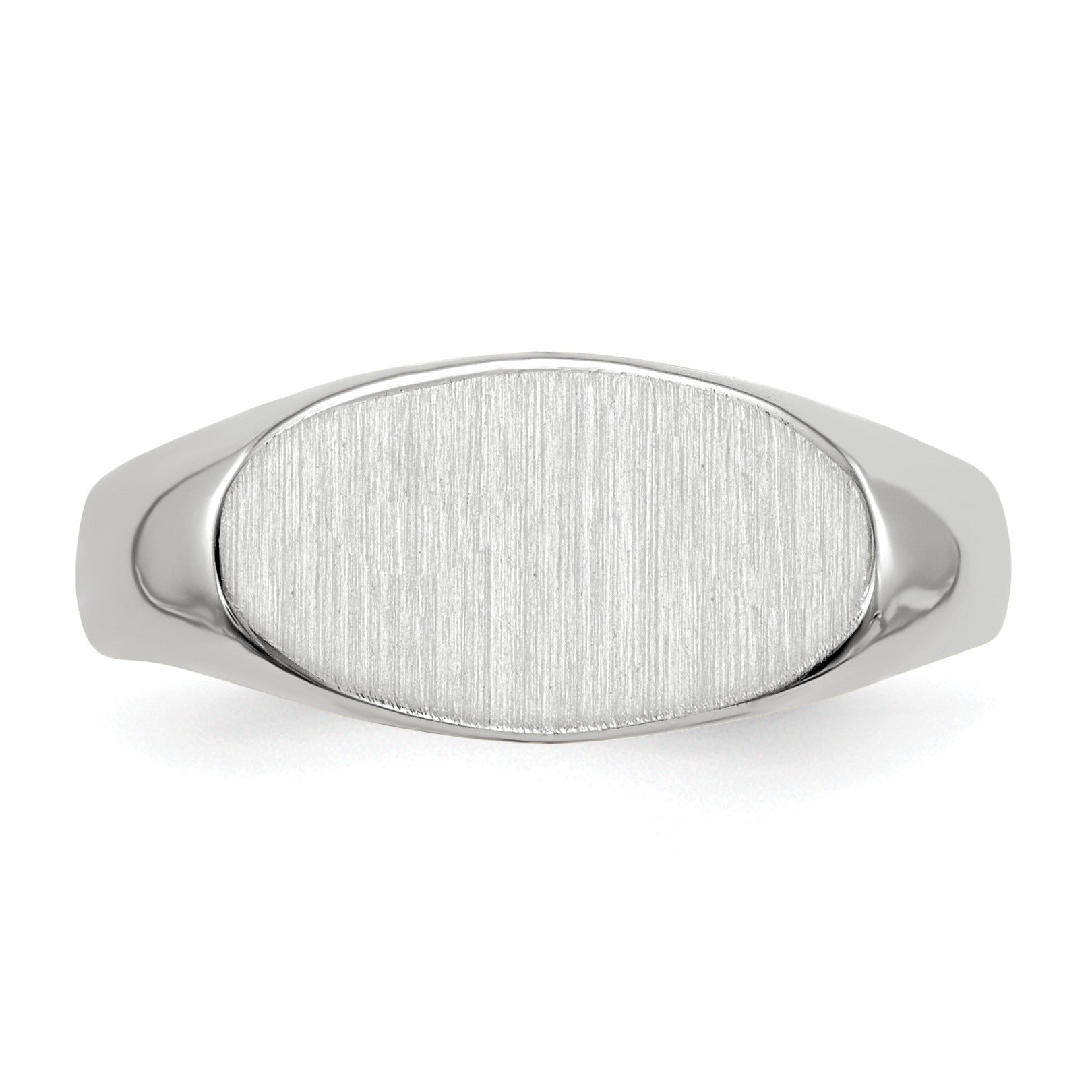 14k White Gold 13.5x7.5mm Oval Closed Back Signet Ring