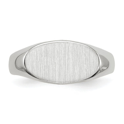14k White Gold 13.5x7.5mm Oval Closed Back Signet Ring