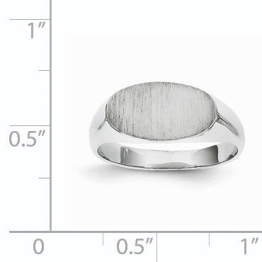 14k White Gold 13.5x7.5mm Oval Closed Back Signet Ring
