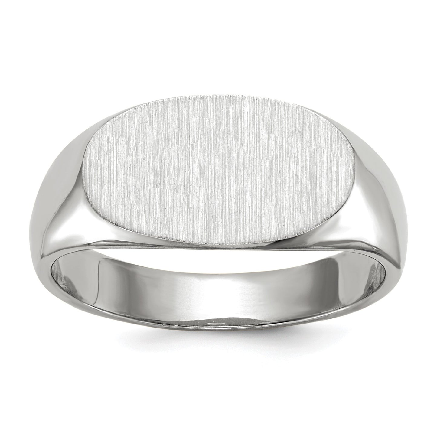 14k White Gold 13.5x7.5mm Oval Closed Back Signet Ring