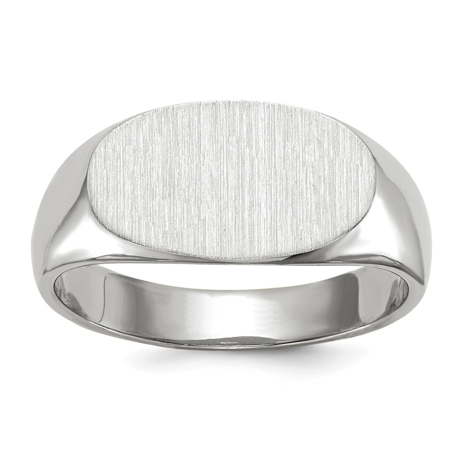 14k White Gold 13.5x7.5mm Oval Closed Back Signet Ring