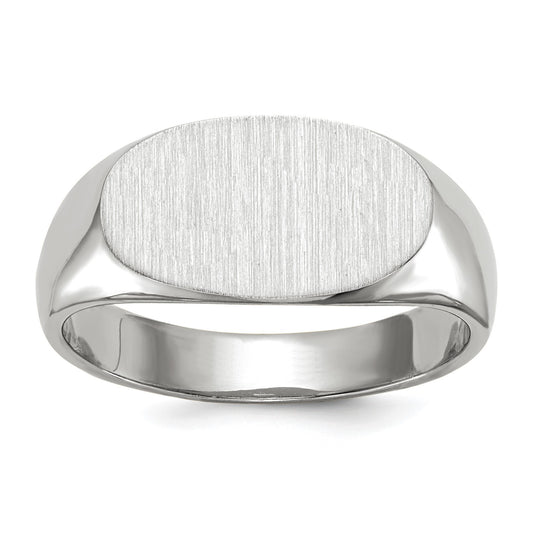 14k White Gold 13.5x7.5mm Oval Closed Back Signet Ring