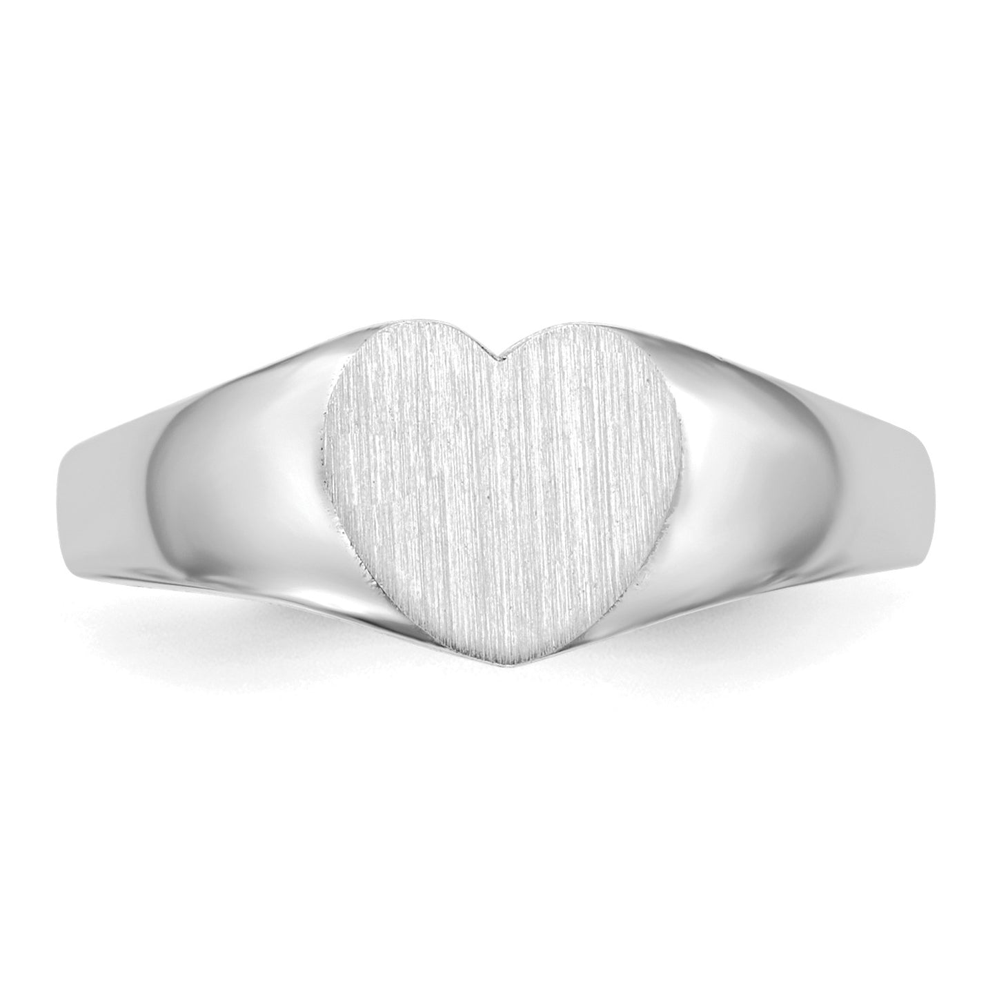 14k White Gold 7.0x9.5mm Heart Closed Back Signet Ring