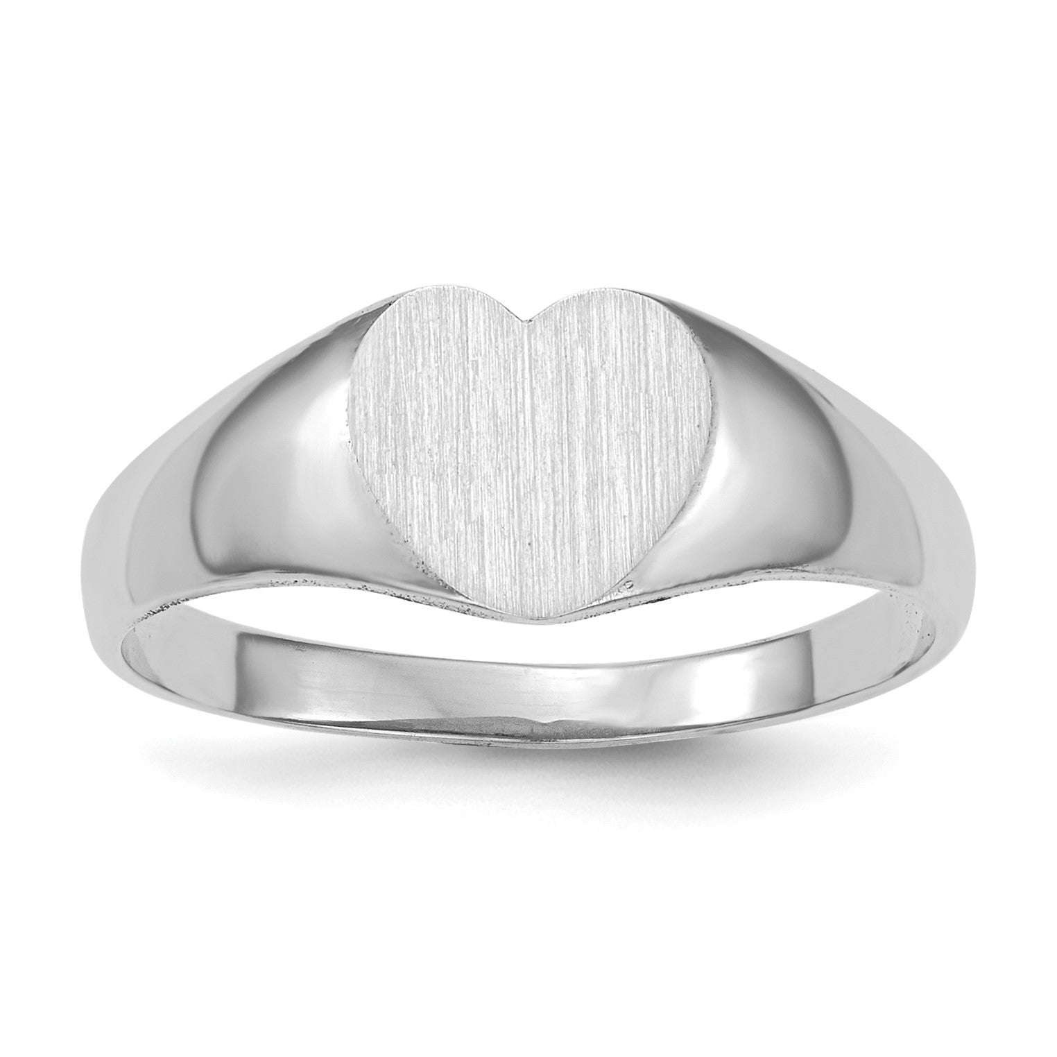 14k White Gold 7.0x9.5mm Heart Closed Back Signet Ring