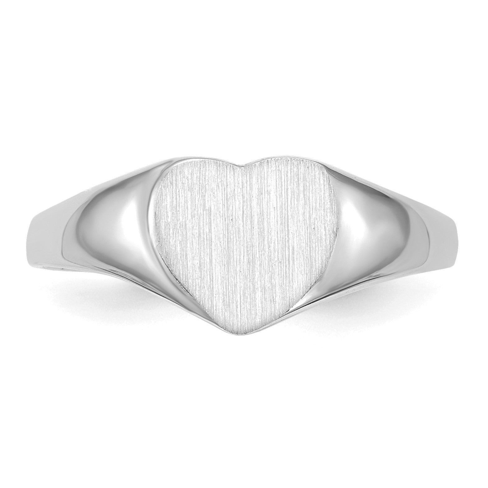 14k White Gold 8.5x9.0mm Heart Closed Back Signet Ring