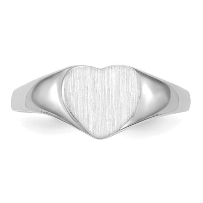 14k White Gold 8.5x9.0mm Heart Closed Back Signet Ring