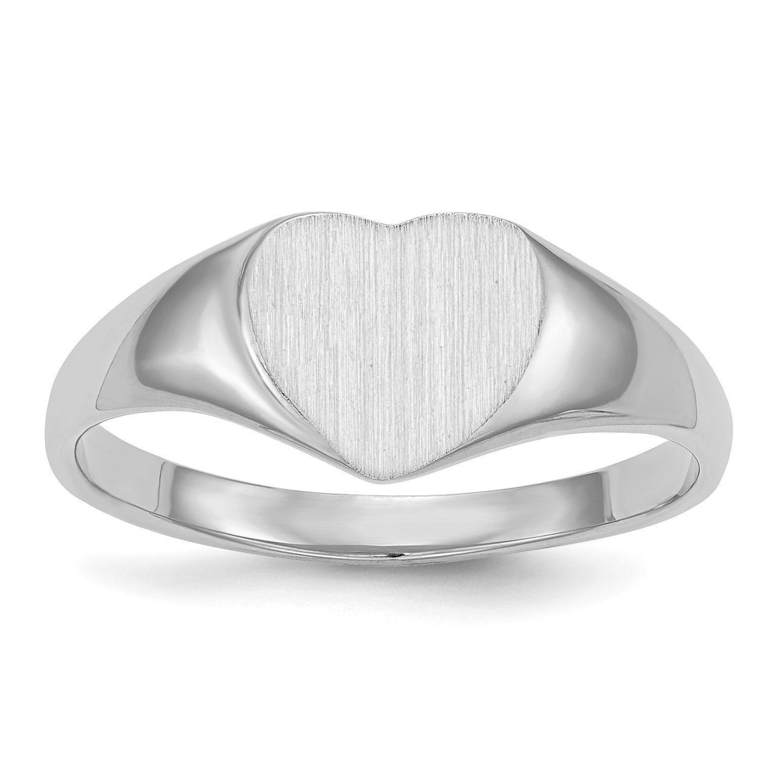 14k White Gold 8.5x9.0mm Heart Closed Back Signet Ring