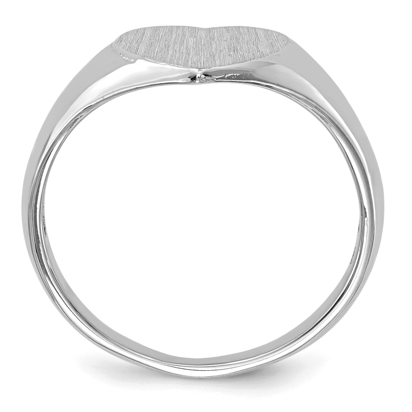 14k White Gold 8.0x7.5mm Heart Closed Back Signet Ring