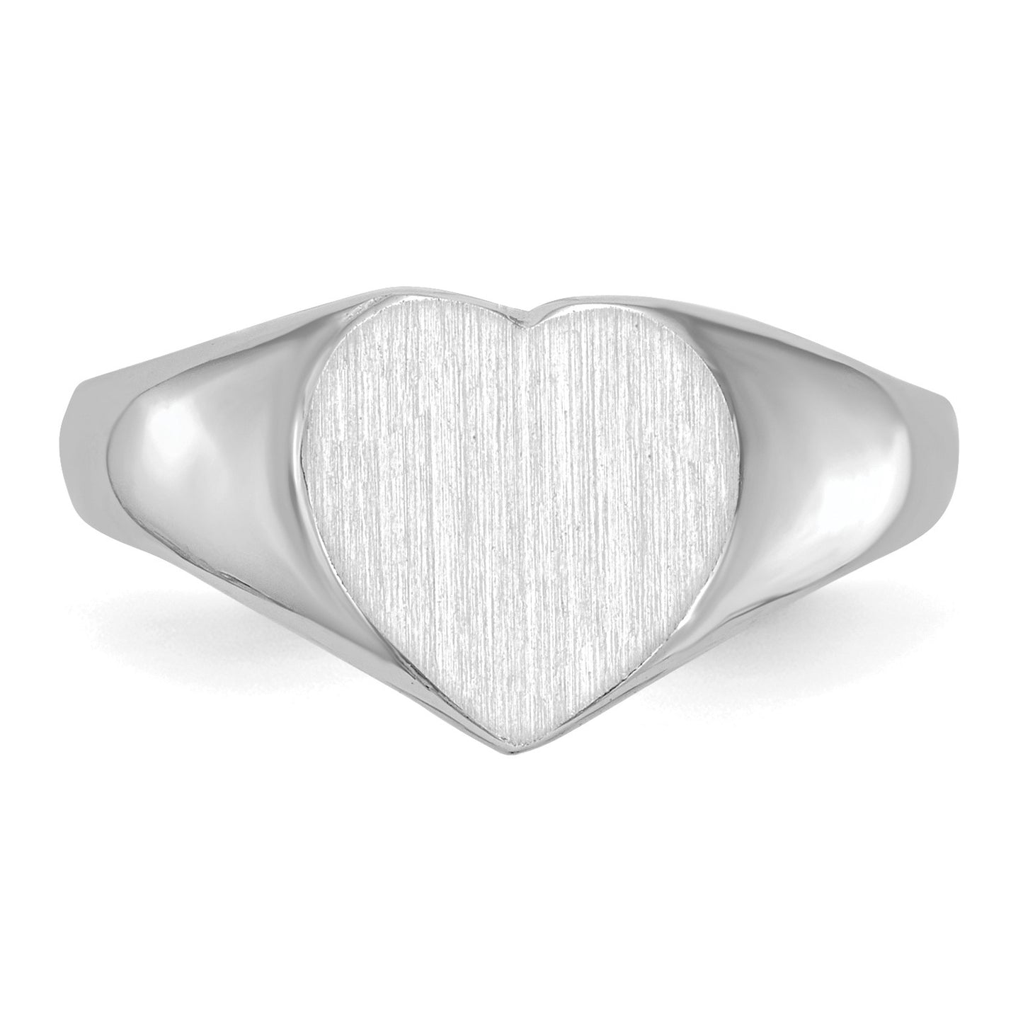 14k White Gold 8.0x7.5mm Heart Closed Back Signet Ring
