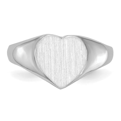 14k White Gold 8.0x7.5mm Heart Closed Back Signet Ring