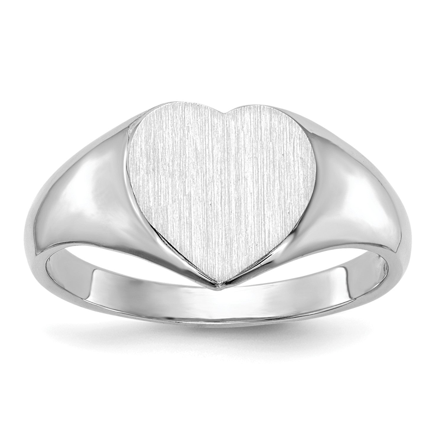 14k White Gold 8.0x7.5mm Heart Closed Back Signet Ring