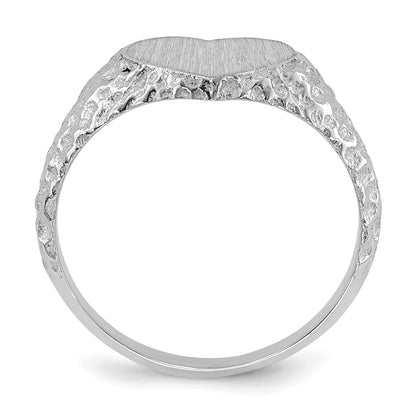 14k White Gold 8.0x9.0mm Heart Open Back Nugget Signet Ring