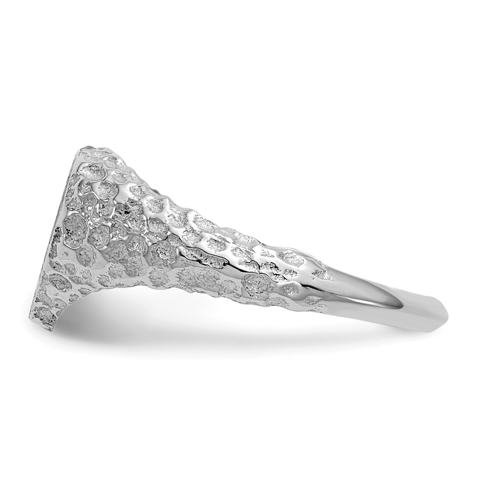 14k White Gold 8.0x9.0mm Heart Open Back Nugget Signet Ring