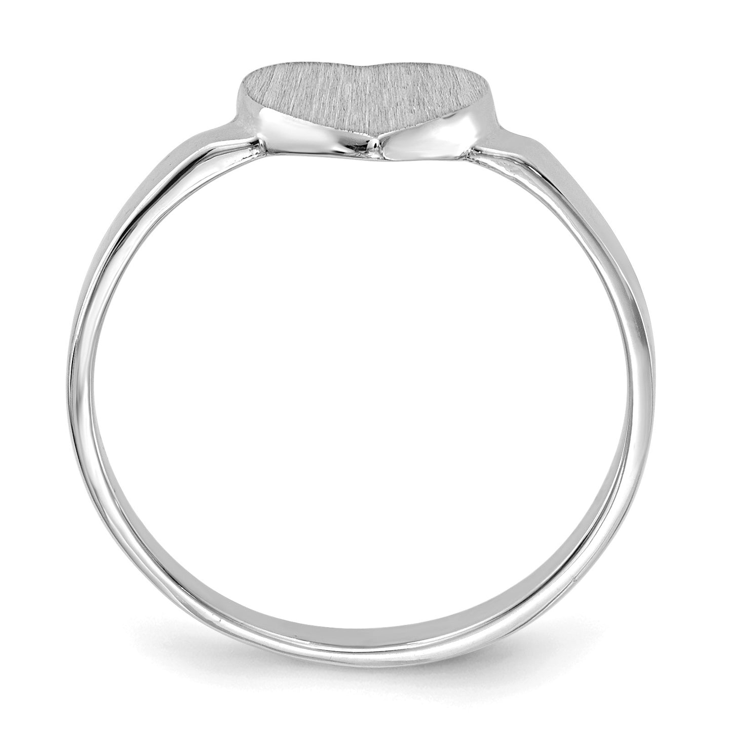 14k White Gold 7.0x7.5mm Heart Open Back Signet Ring
