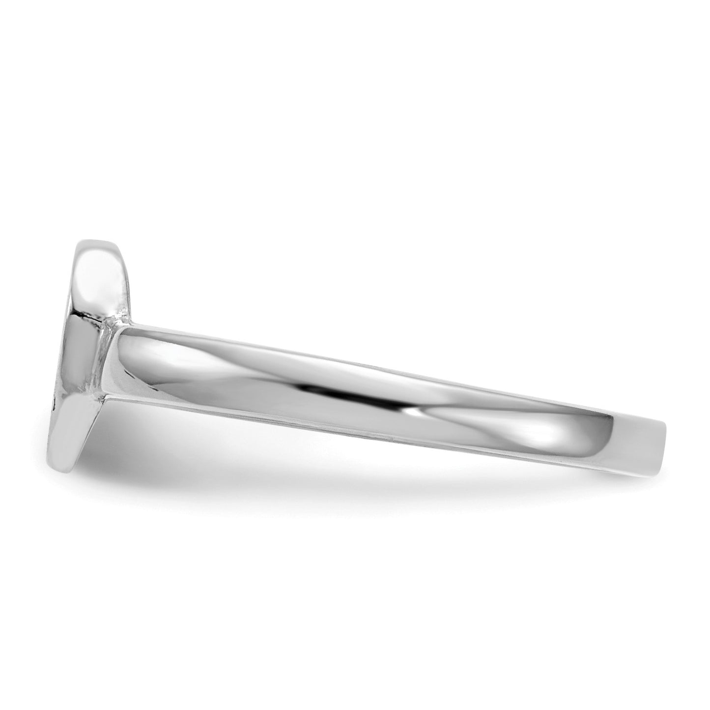 14k White Gold 7.0x7.5mm Heart Open Back Signet Ring