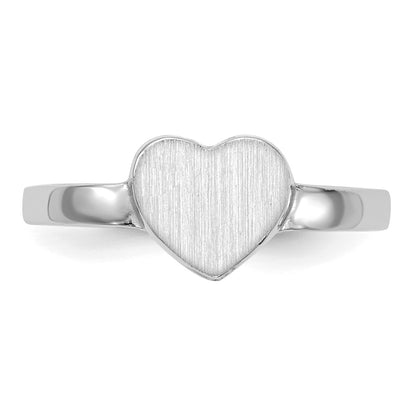 14k White Gold 7.0x7.5mm Heart Open Back Signet Ring