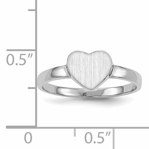 14k White Gold 7.0x7.5mm Heart Open Back Signet Ring