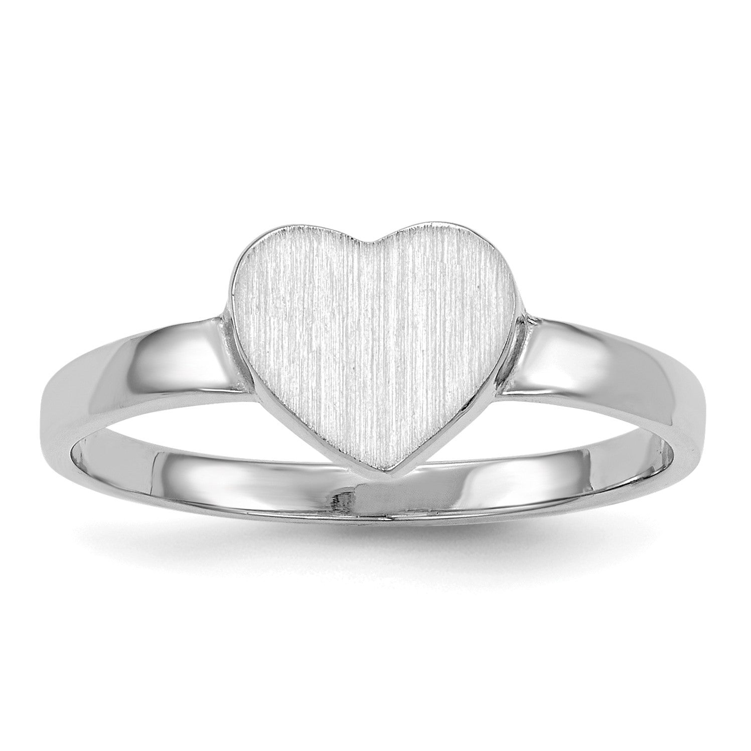 14k White Gold 7.0x7.5mm Heart Open Back Signet Ring